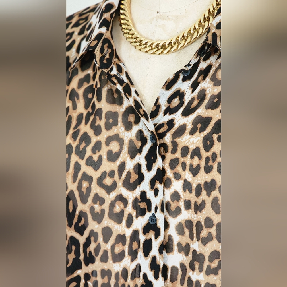 H&M Leopard Print Blouse in Brown and Black - Picture 4 of 11